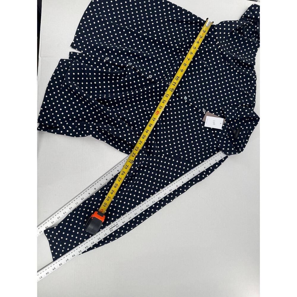 J.Jill Wearever Navy Polka Dot Button Down Blouse Plus SZ 2X Artsy Office Preppy - Picture 12 of 14